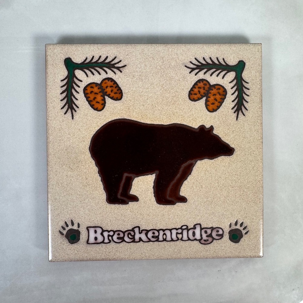 Masterworks Handcrafted Art‎ Tile Breckenridge Souvenir Bear Motif Rustic Cabin
